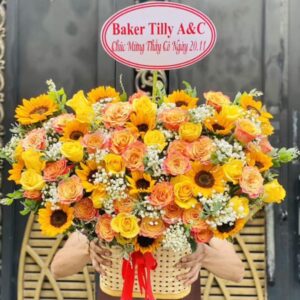 giỏ hoa hướng dương chúc mừng – sunshine wishes