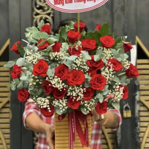giỏ hoa hồng Đỏ khai trương – ruby success