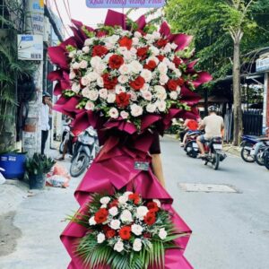 kệ hoa khai trương sang trọng – red elegance