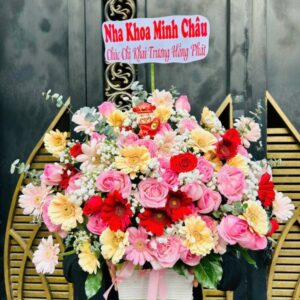 giỏ hoa khai trương tươi sáng – pastel garden
