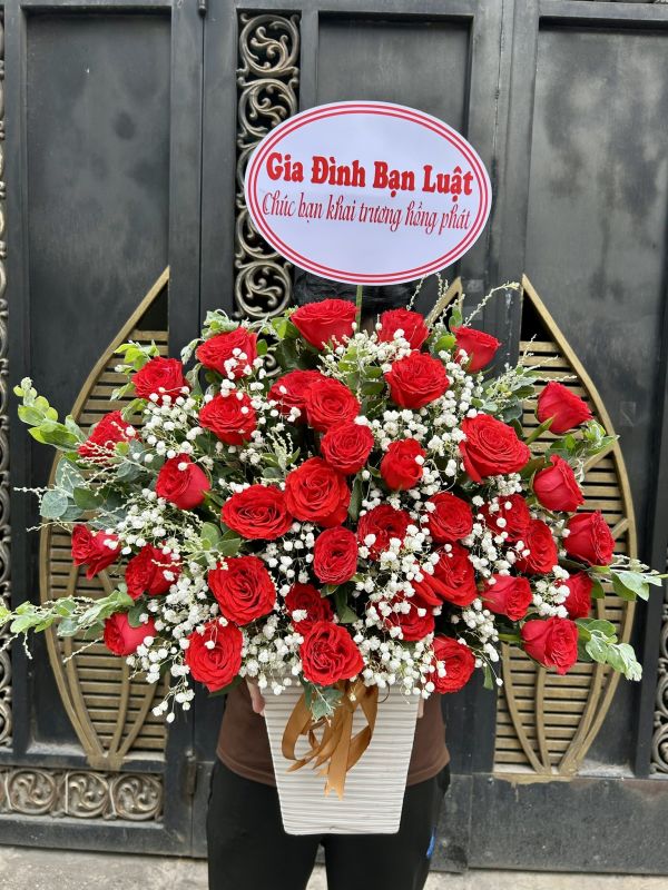 giỏ hoa hồng Đỏ Đại phát – red prosper