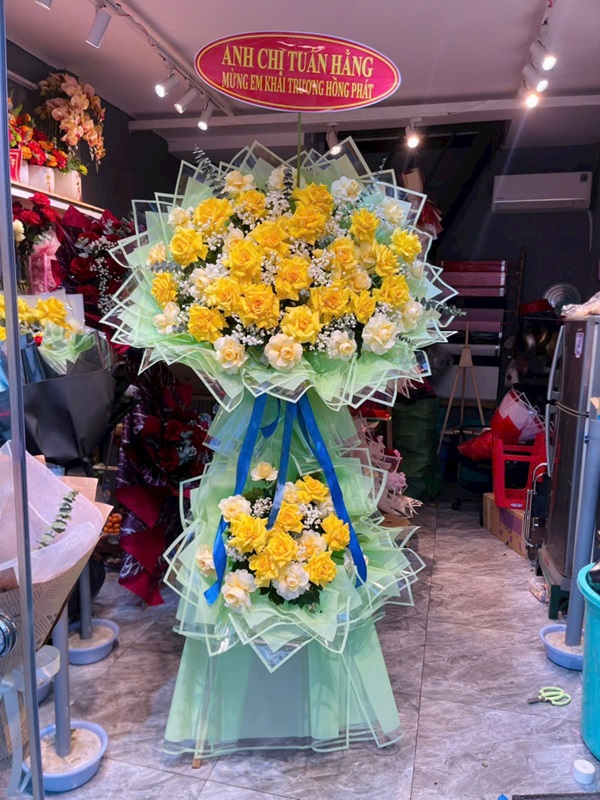 kệ hoa khai trương thành công – yellow prosperity
