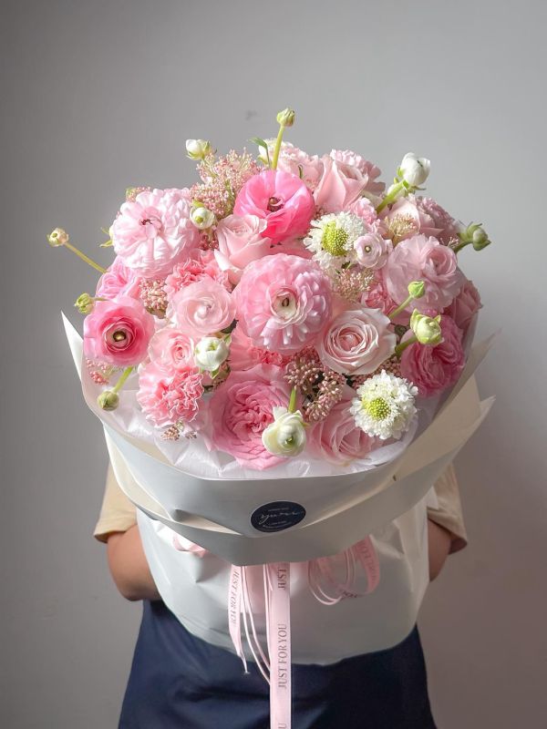 hoa sinh nhật hồng pastel
