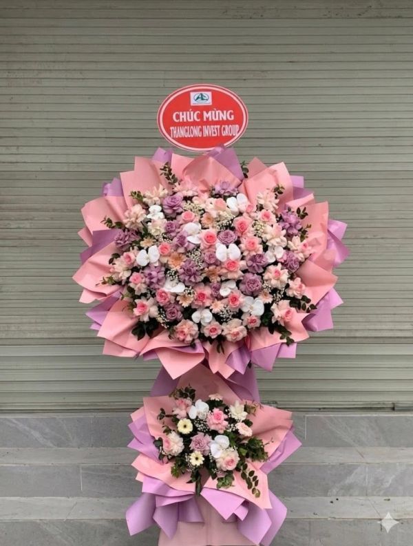 hoa-khai-truong-toi-gian-2 kệ hoa khai trương 2 tầng
