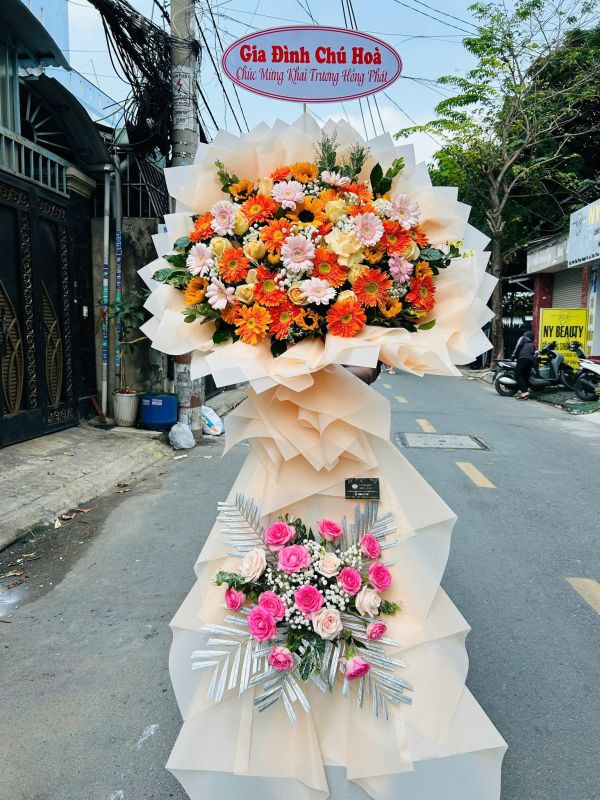 Kệ hoa chúc mừng 2 tầng